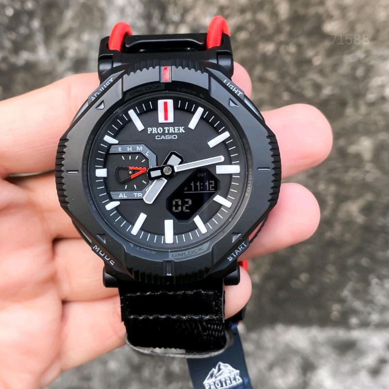 TW-110A2025 11P Pro Trek Black Red Series Watch.