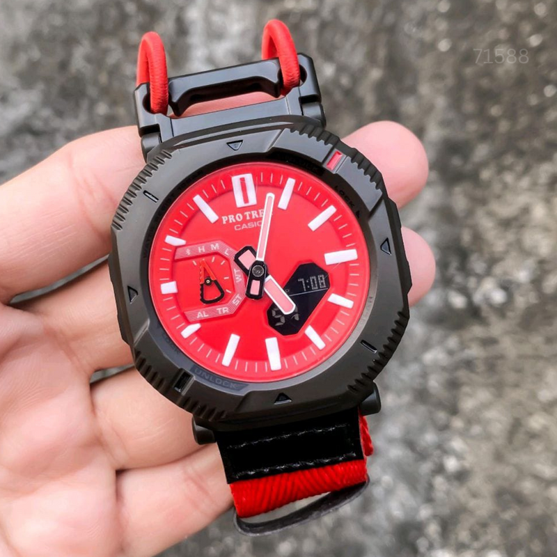 TW-110A2025 11P Pro Trek Black Red Series Watch.