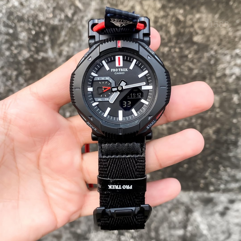 TW-110A2025 11P Pro Trek Black Red Series Watch.
