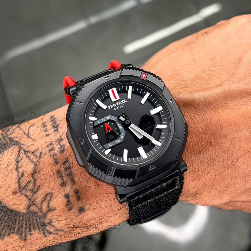 TW-110A2025 11P Pro Trek Black Red Series Watch.